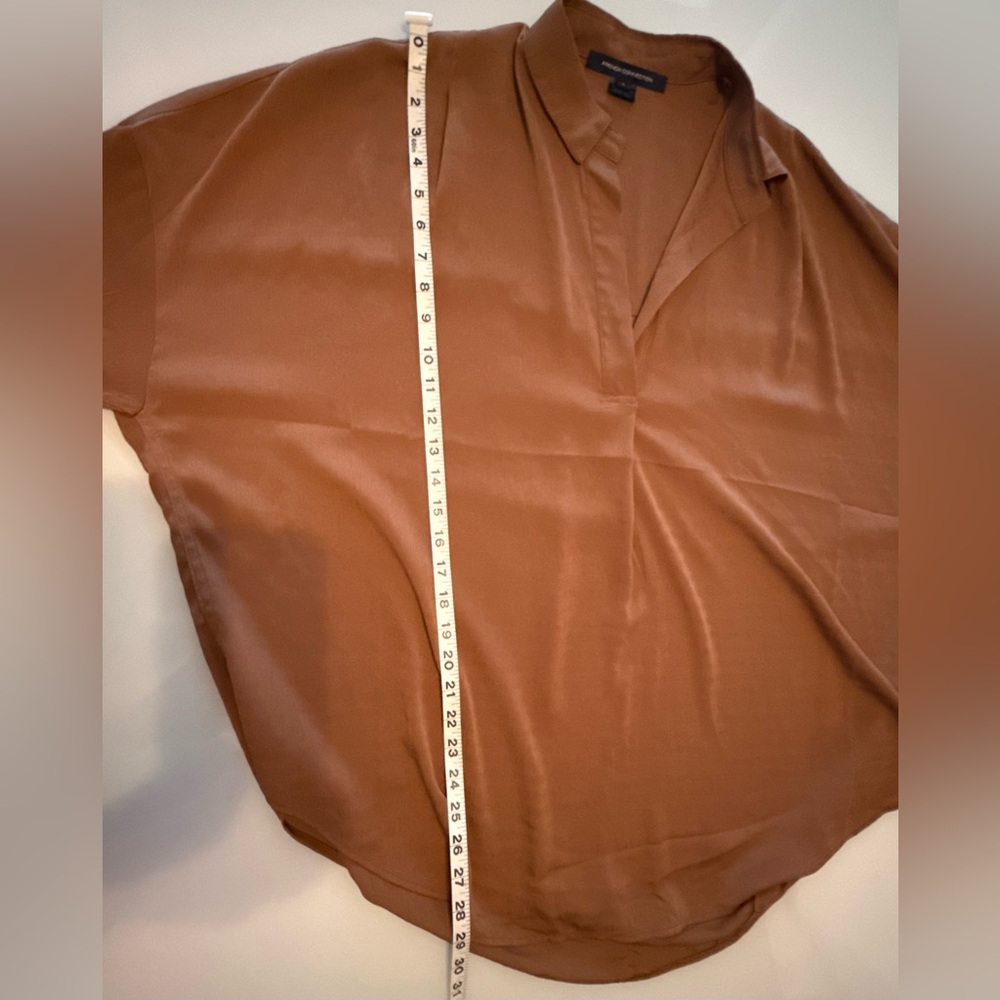 French Connection Clar Rhodes Drape Shirt Blouse Womens Bitter Chocolate Large - Picture 5 of 8